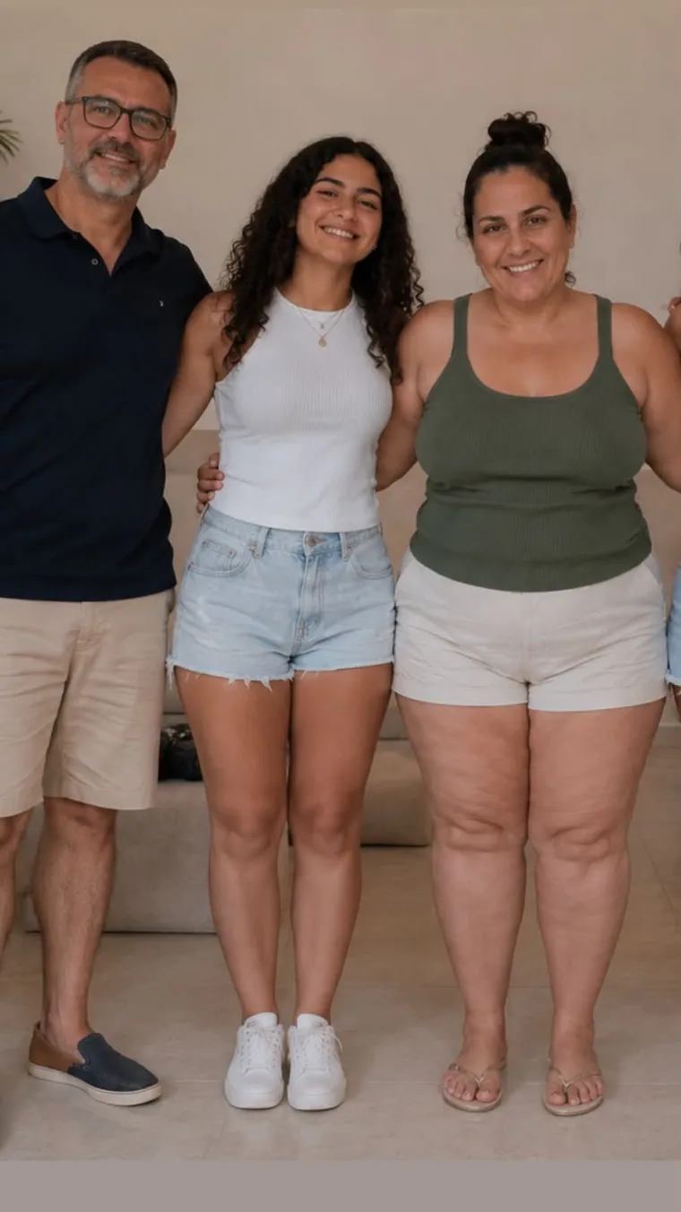 Ela com a familia